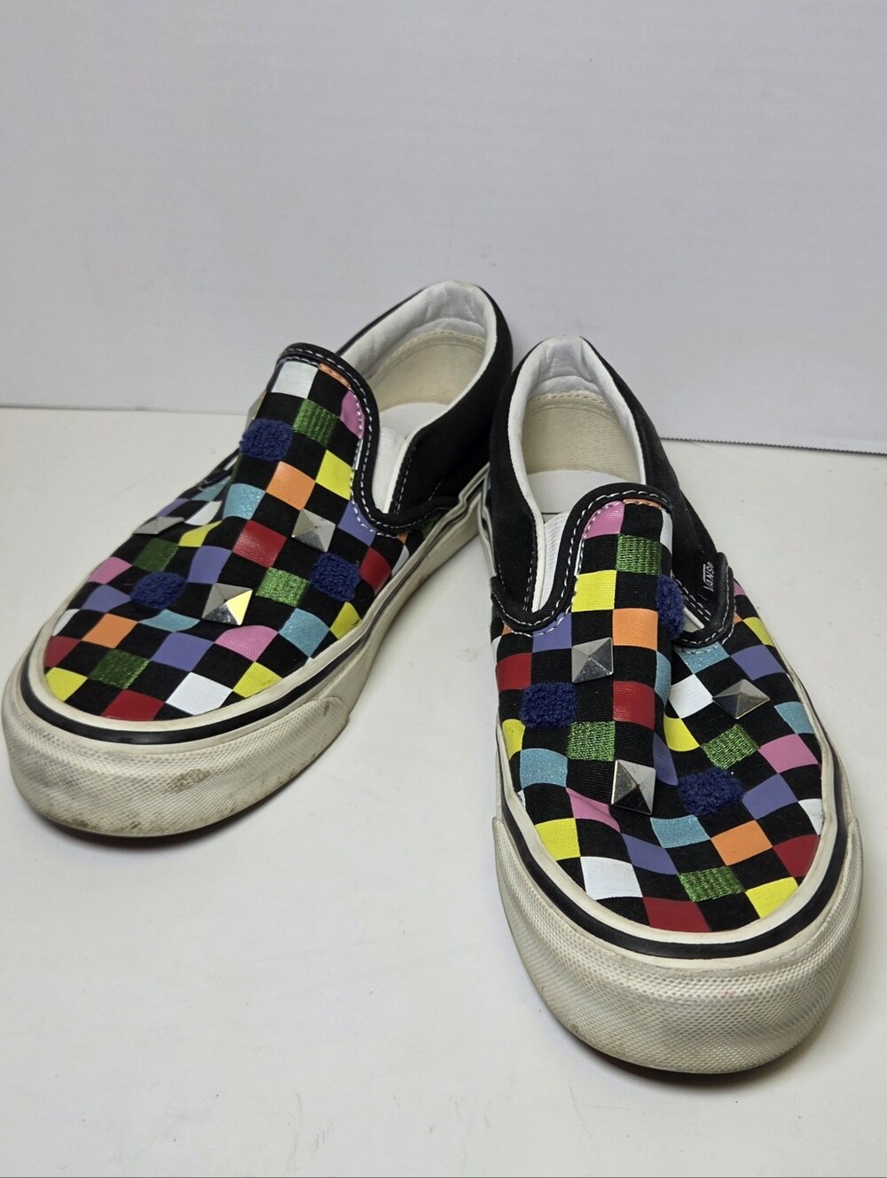 Vans Classic Slip-On Rainbow Checkerboard Sneakers